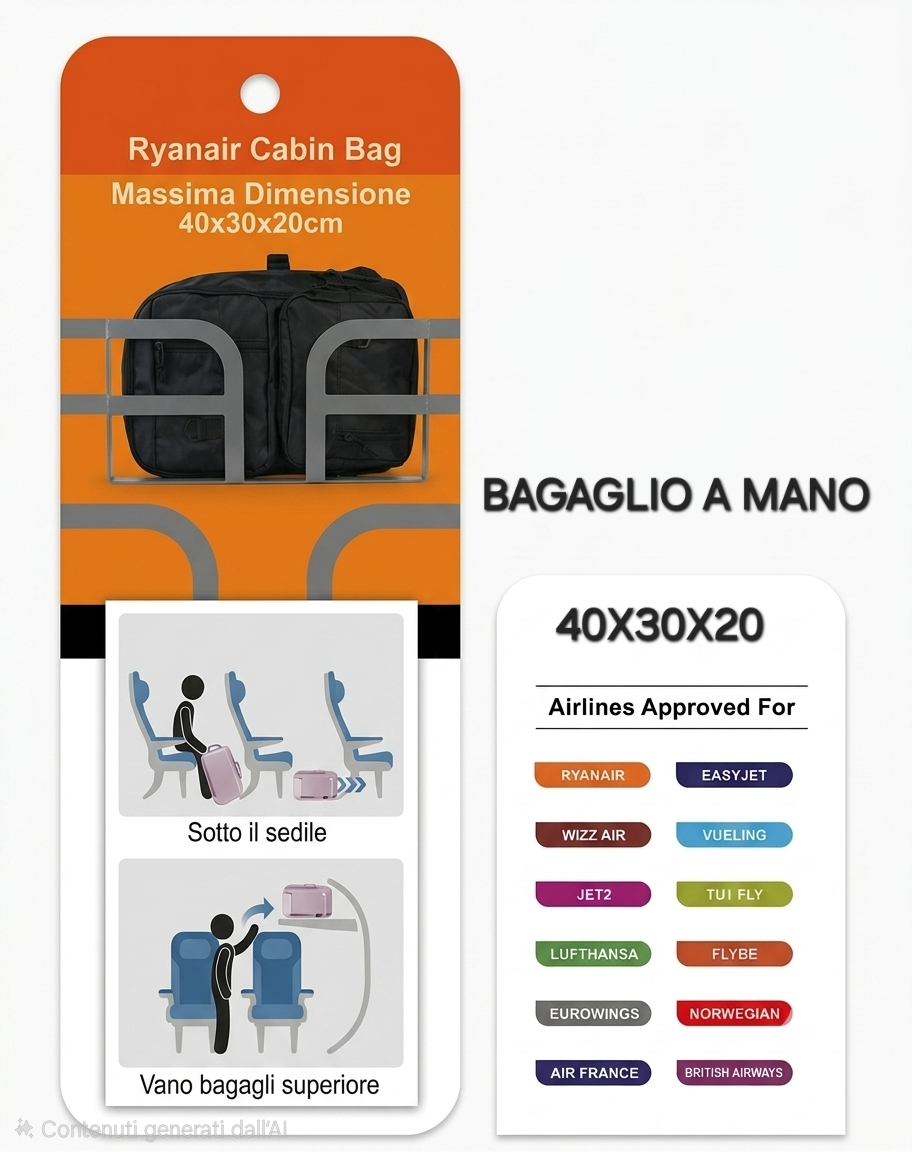 Zaino per bagaglio a mano 40x30x20 e tempo libero