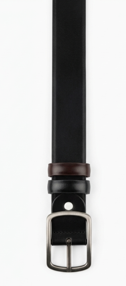Cintura uomo reversibile doppio colore base nero